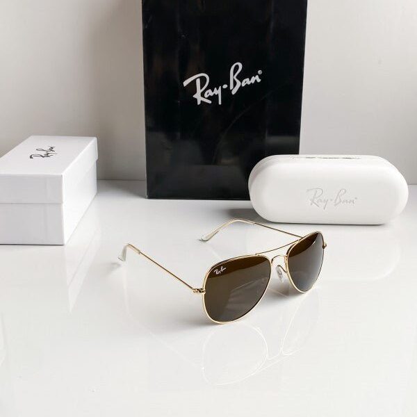 Branded Rb Gold Brown Aviator Sunglasses Bt